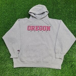 Oregon State Hoodie Women XL 27x26 Gray Plaid Spellout Baggy
